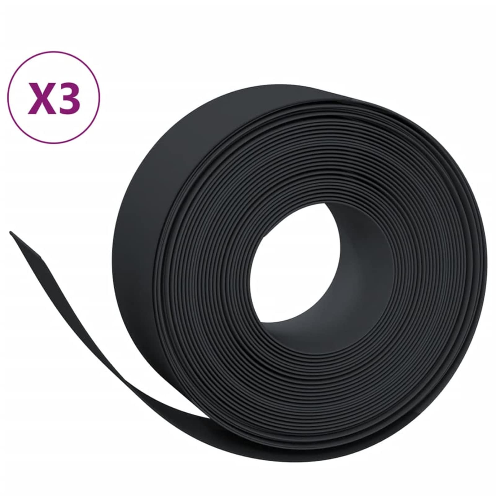 BaraSh Beeteinfassung Rasenkanten 3 STK. Schwarz 10 m 20 cm Polyethylen Beetumrandung Kunststoff Garten Beeteinfassung
