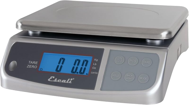 San Jamar Escali Promzr M-Series Digital Scale with Display Hold for Kitchens and Restaurants, Metal, 33 Pound, Silver