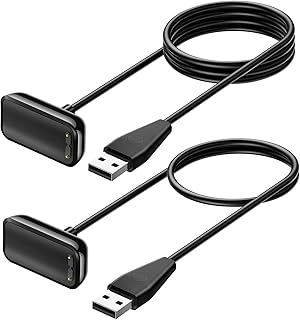 2-Pack Charger Cable for Fitbit Charge 6/Charge 5/Luxe, Fast Charging with Reset Button Replacement USB Cord Accessories for Luxe/Charge 5/Charge 6 Smartwatch(3.3 ft/1.6 ft)