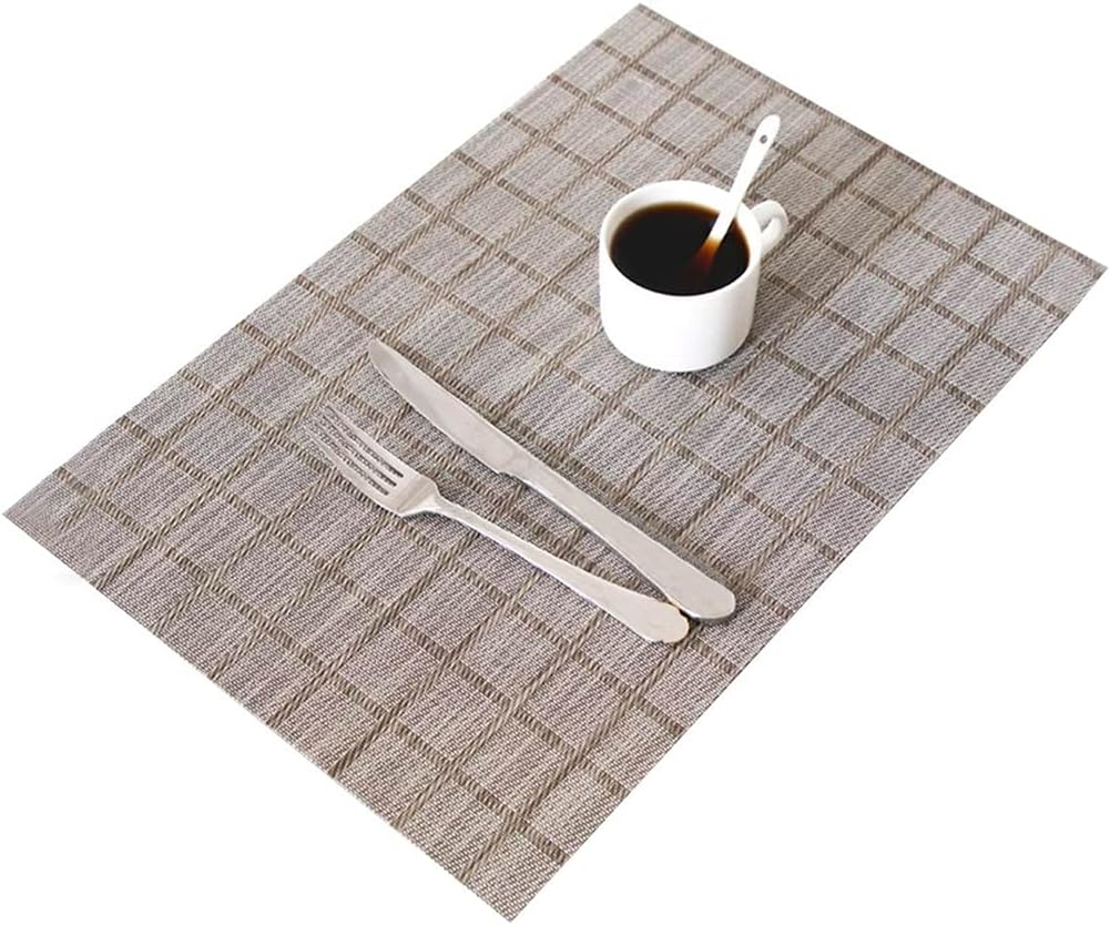 6pcs PVC Placemat Rectangle Tableware Pad Dining Table Mat Heat Insulation Placemats Bowl Coaster in Kitchen Accessories (Color : Beige) (Beige)