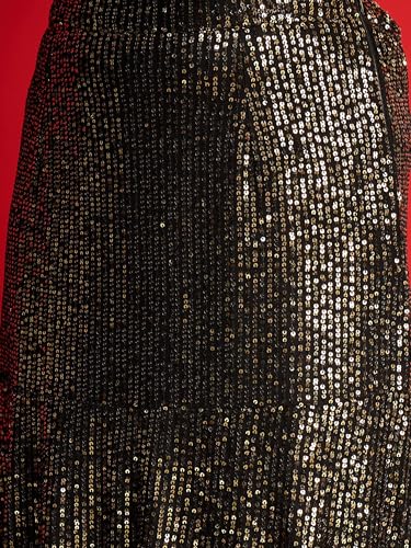 Image of WomenBlack With Golden Sequence Crop Top With Fish Cut Skirt -L