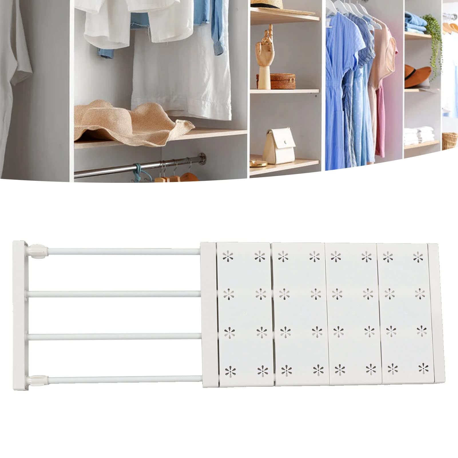 Ripiano Espandibile Per Armadio HERCHR - Pannello Divisorio Regolabile 38-60cm, Per Scarpe E Vestiti - Foto 2