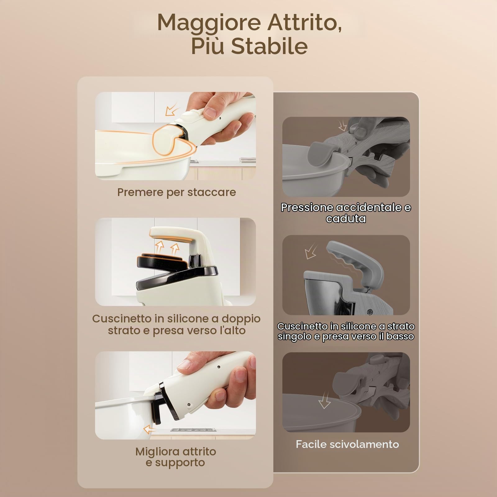 FOHERE Set di pentole e padelle antiaderenti in ceramica con 2 manici rimovibili, set da 16 pentole a induzione con coperchio per tutti i piani cottura, forno e frigorifero