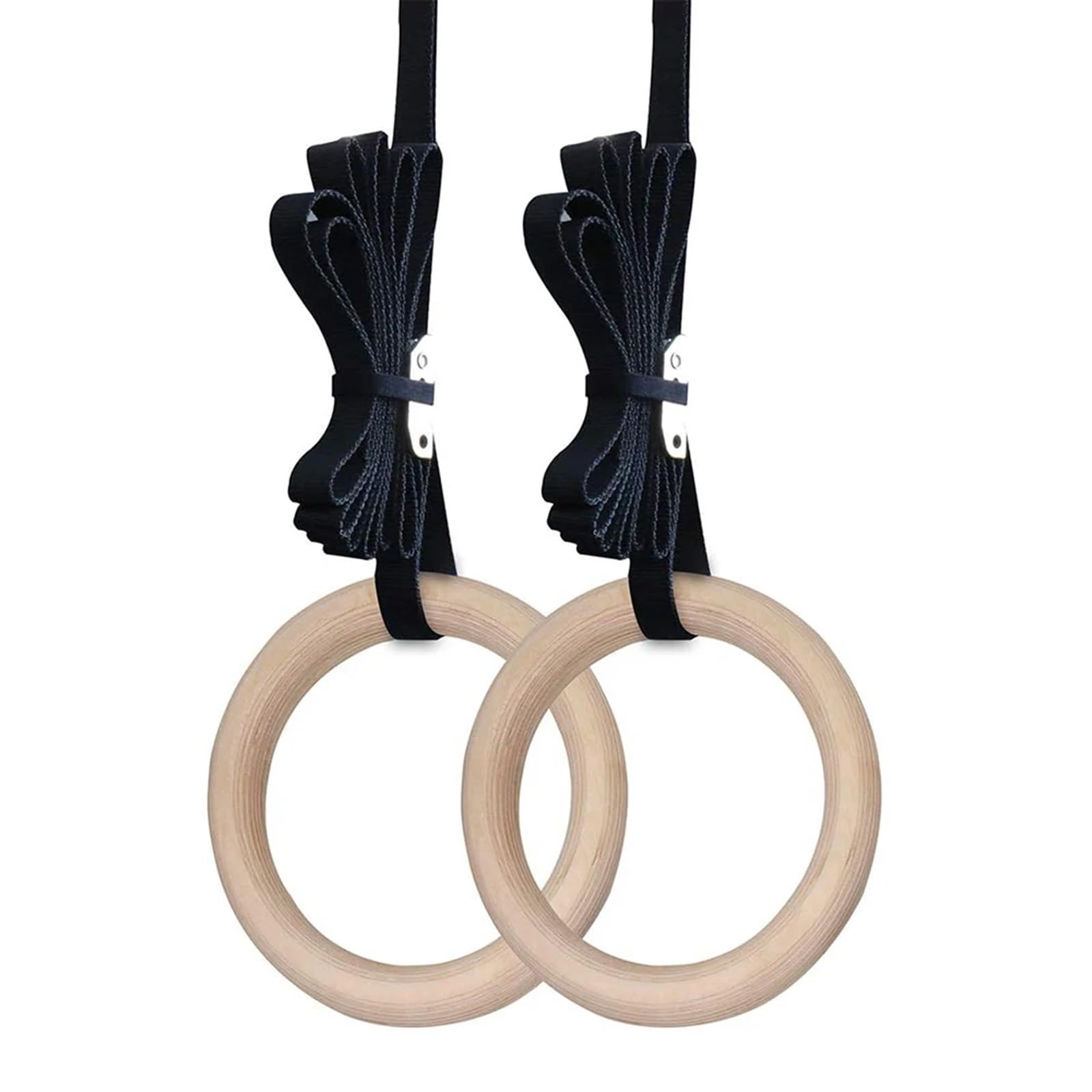 Anelli Ginnastica 28 Anelli da Ginnastica in Legno 32 mm con Cinghie Regolabili Fibbia a camma, Attrezzatura for Palestra di casa, for l'allenamento della Forza per Il Concorso