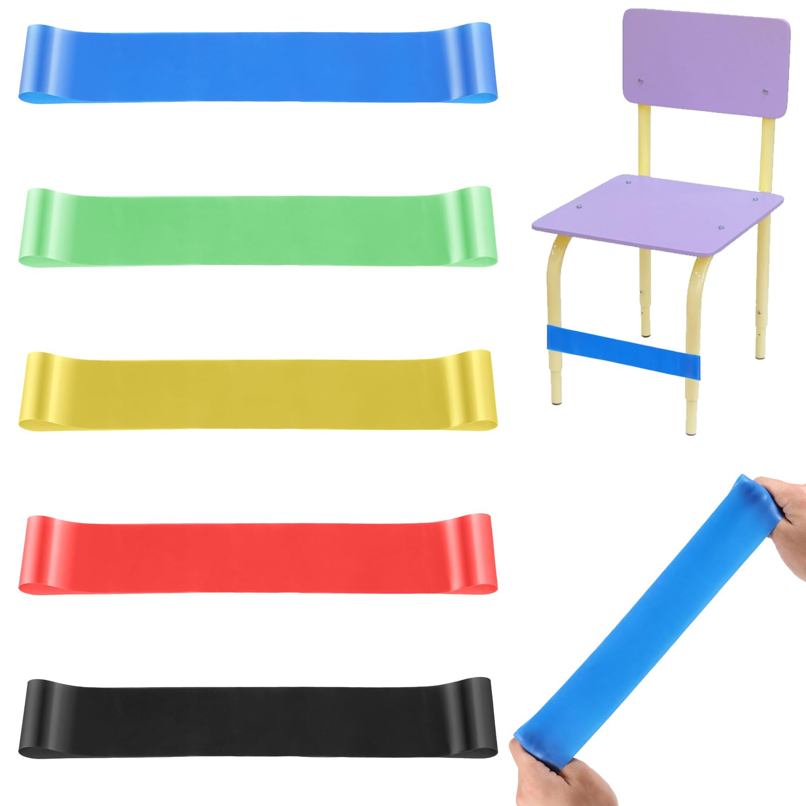 5 Pack Chair Fidget Bands Elastyczne pasy bezpieczeństwa dla dzieci, paski na krzesła, paski antystresowe do biura, domu, szkoły, dla dzieci z koncentracją, sensoryką ADHD i autyzmem