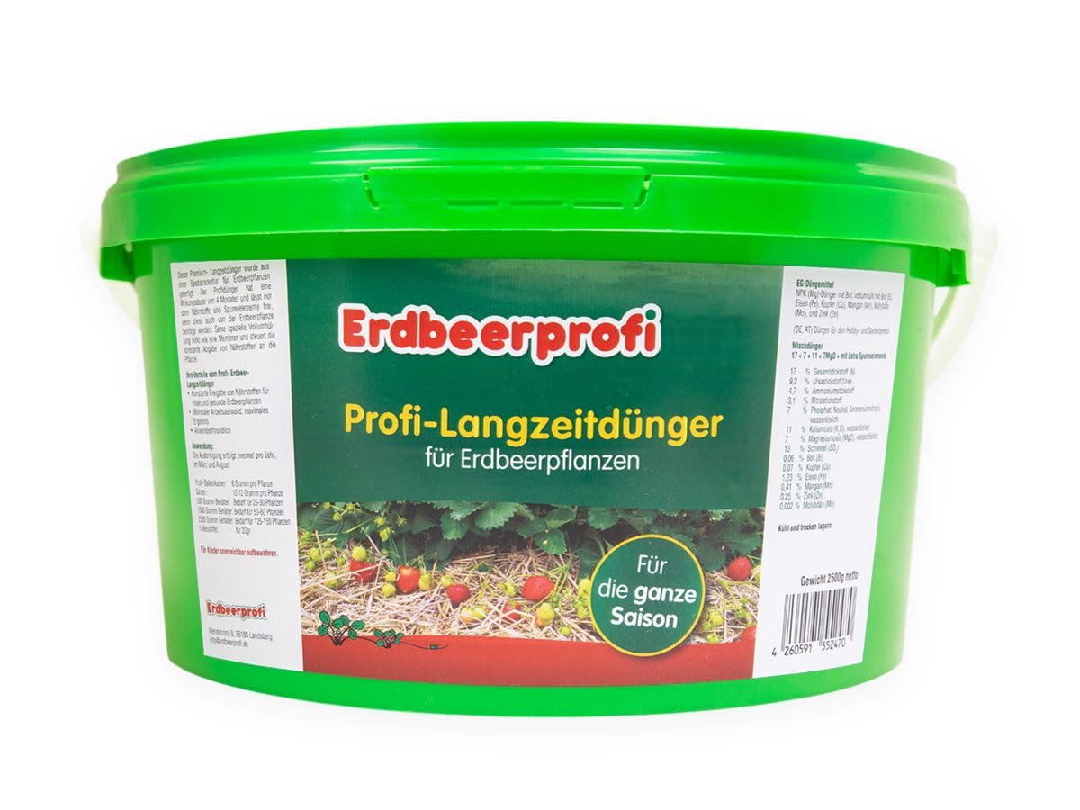 Erdbeerprofi - Dünger für Erdbeeren (2500 g) - Langzeitdünger für Erdbeerpflanzen - Erdbeerendünger - Düngemittel für Erdbeeren