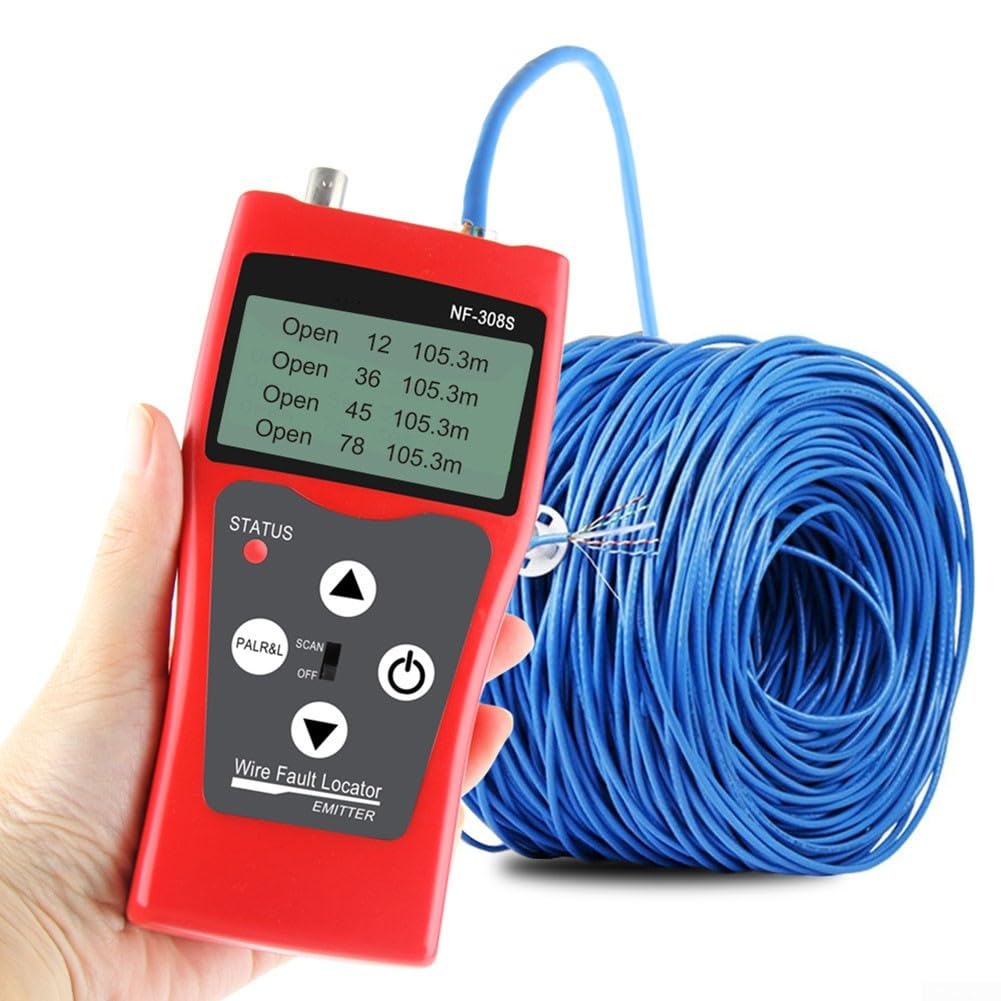 NF-308S probador de cable para técnicos de red que realizan el trazado del emparejamiento de cables y la calibración de la longitud en líneas UTP y coaxiales
