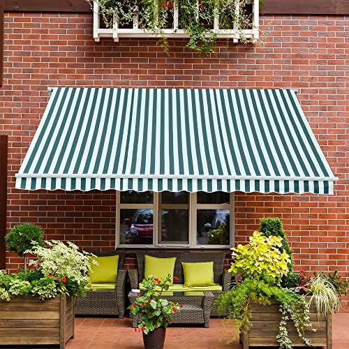 Outsunny 3m x 2.5m Garden Patio Manual Awning Canopy Sun Shade Shelter with Winding Handle Retractable Wine Red