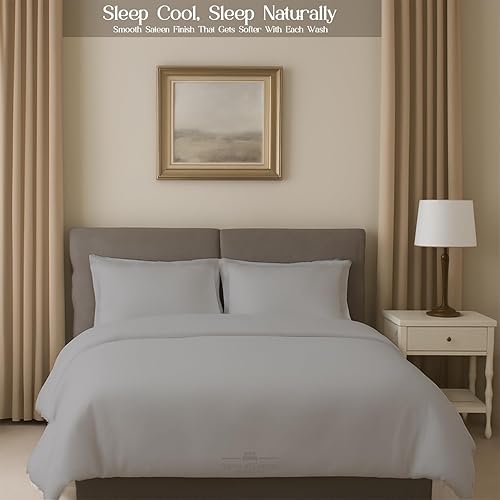 Miniatura 6 de Yarns of Cotton Juego de sábanas para sofá cama tamaño Queen, color gris plateado, 100% algodón egipcio, 600 hilos, se adapta a colchones de hasta 6