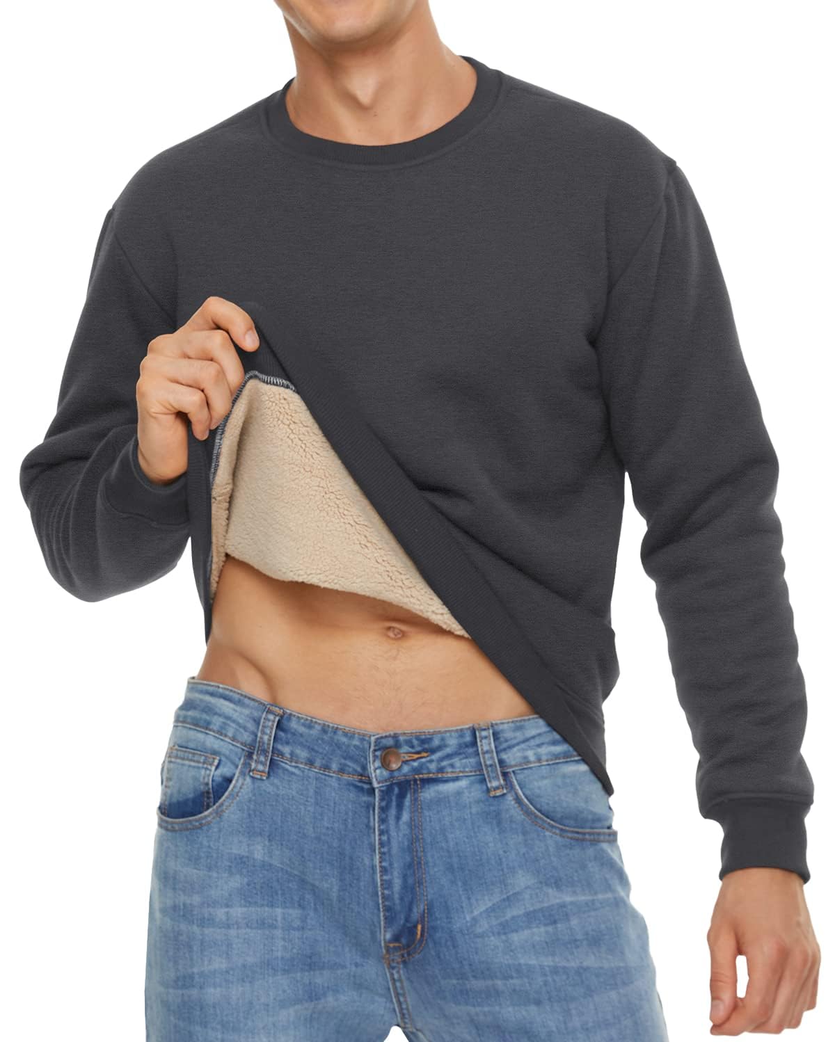 TACVASEN Herren Warme Fleece Pullover Sweatshirts Winter Langarm Shirts mit Fleecefutter