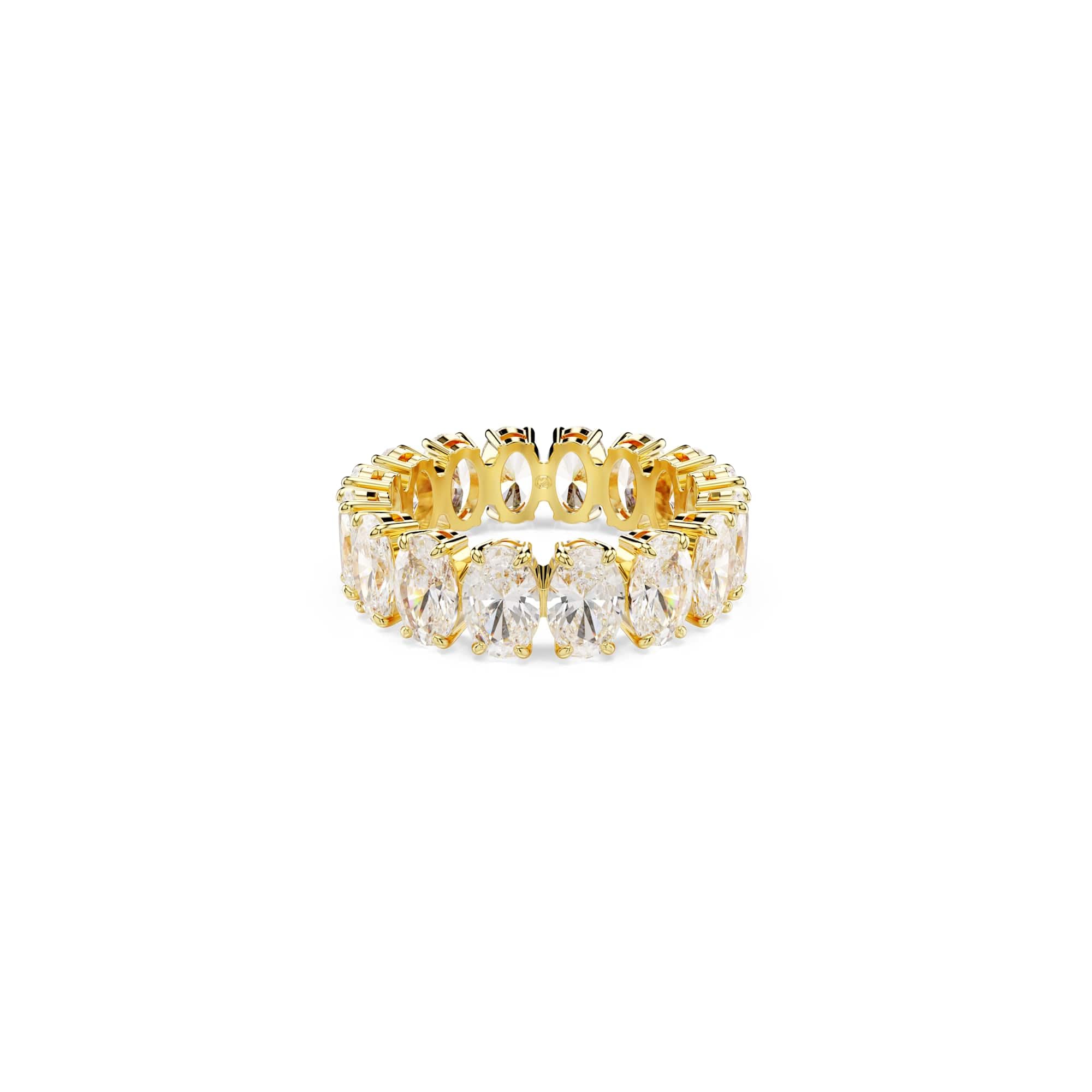 Swarovski Anillo Matrix, Talla ovalada, Blanco, Baño tono oro