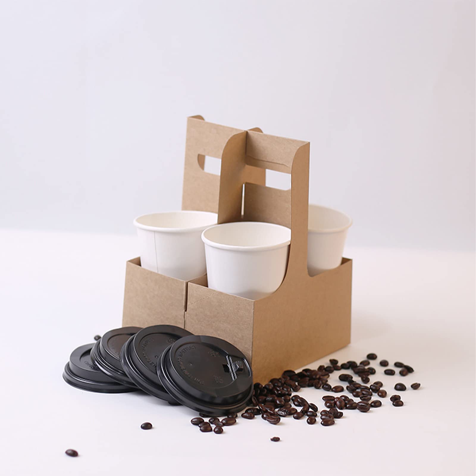 B>2</b> <b>Cup</b> <b>Disposable</b> <b>Drink</b> <b>Carrier</b> <b>with Handle</b>, <b>Supkiir</b> <b>Kraft</b - View #5