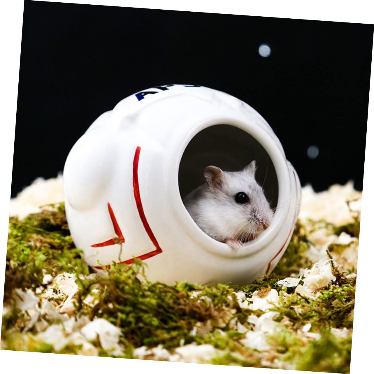 VANZACK Nido Astronauta Comedero y Bañera Cerámica para Hámster Accesorio Resistente Al