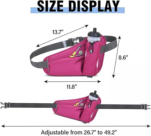 Miniatura 3 de Riñonera con soporte para botella de agua, cinturón de hidratación para correr para hombres y mujeres, correa ajustable, adecuada para senderismo,