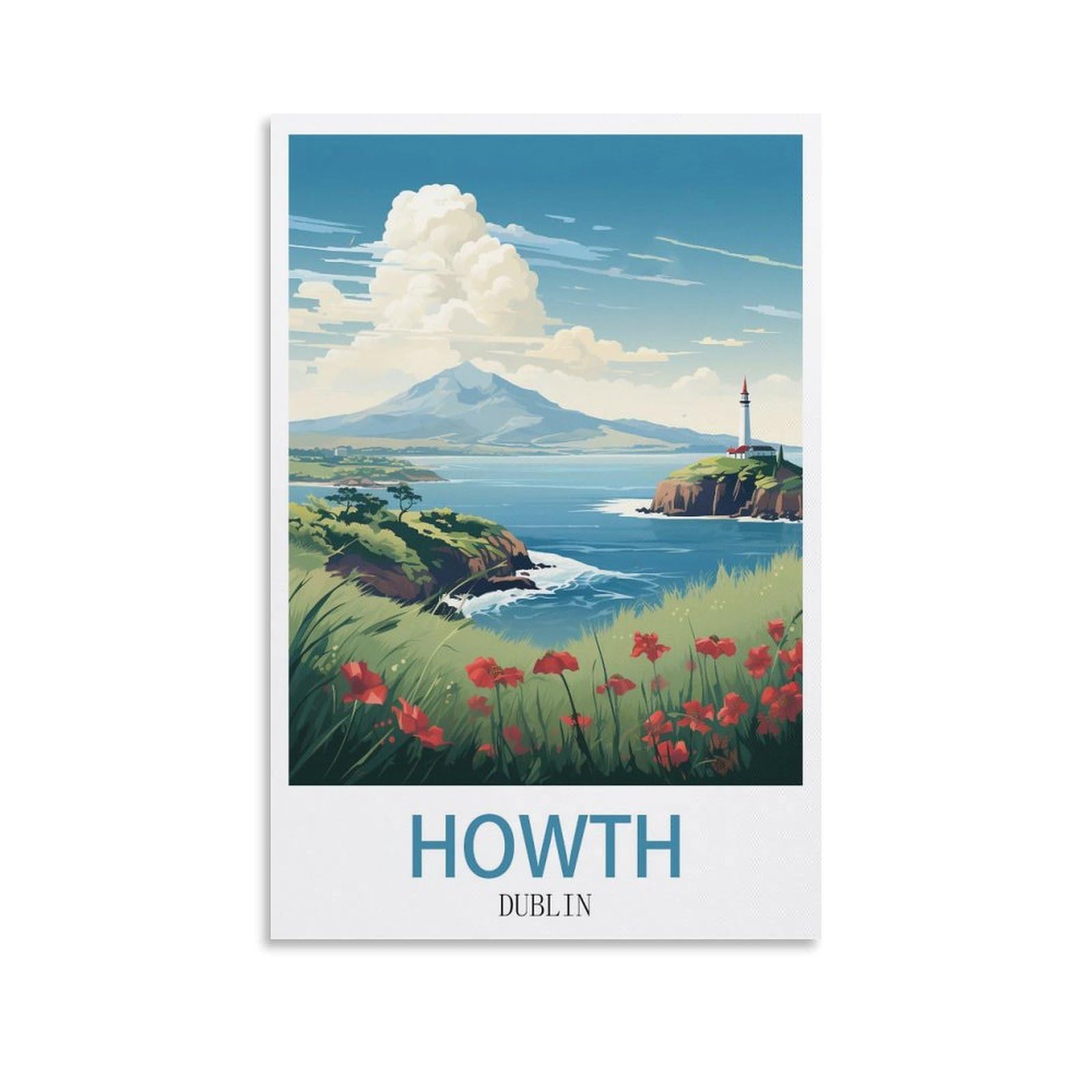 EZMLFA 5D Diamond Painting Kits for Adults,Howth Dublin,DIY Full Round Drill Diamond Dot Gem Art Kits for Adults,Crafts for Decor 40x40cm