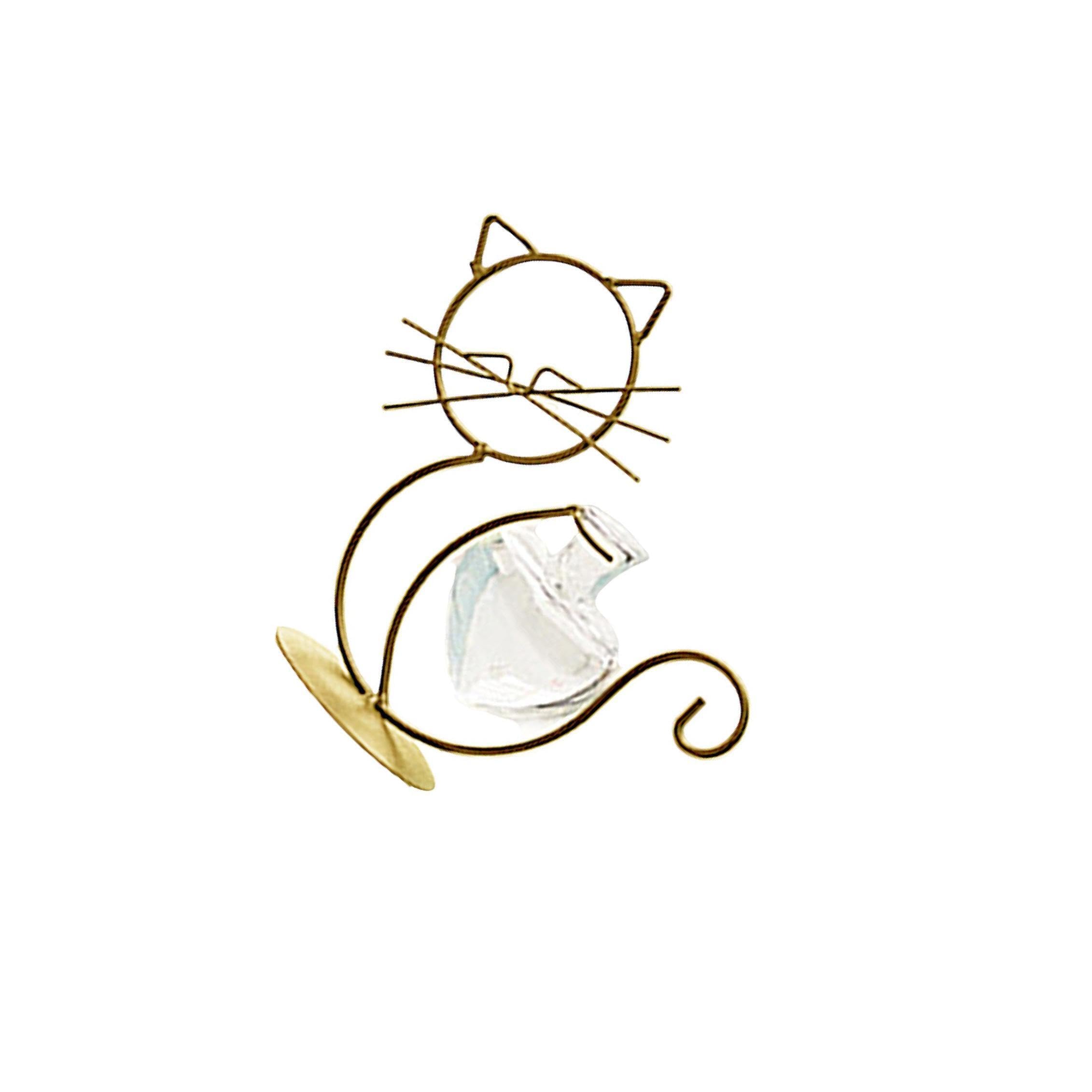 PIXZCSA High Borosilicate Glass Cat Vase for Creative Iron Holder Stand For Plants Such As Scindapsus Plants Vase In Study Mints
