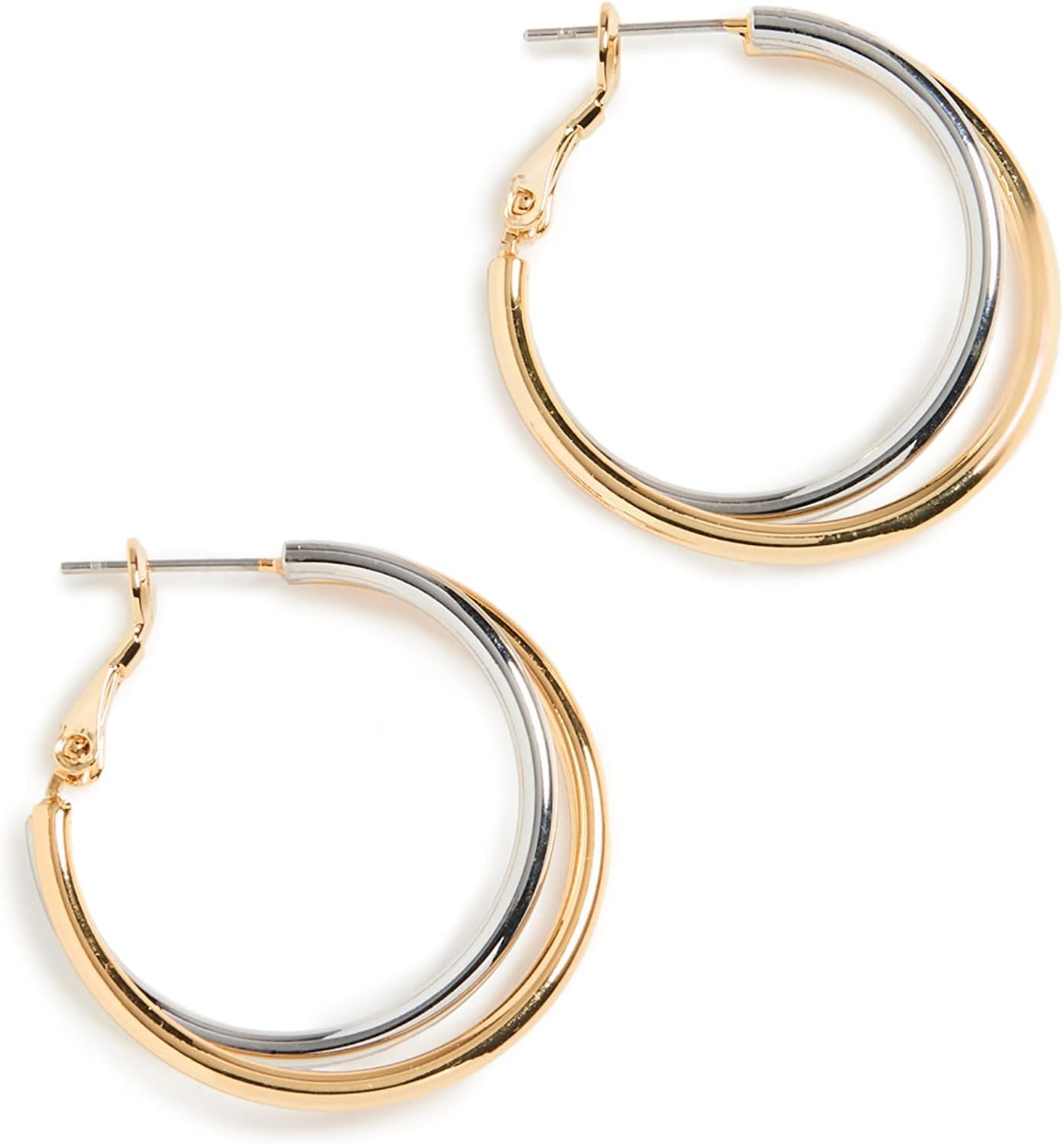Kenneth Jay Lane Polished Gold Hoop Pierced Earrings