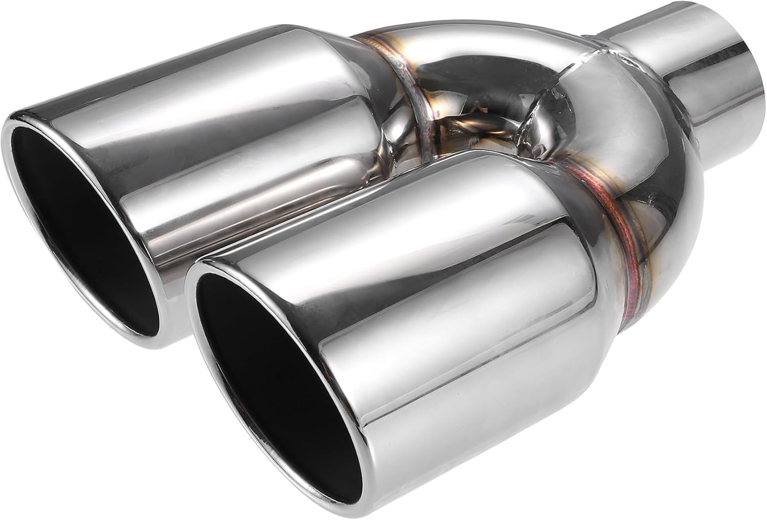 Car Dual Exhaust Tip Tail Pipe, 2.5 Inch Inlet 7.5 Inch Outlet 9.5 Inch Length Universal for Rear Muffler Tip Weld-On Anti-Corrosion Stainless Steel Silver Tone