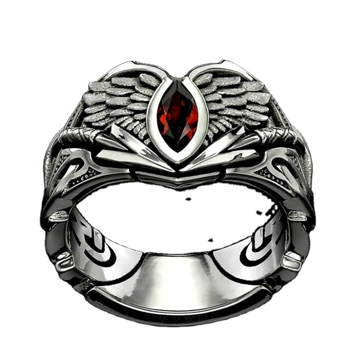 YAHOYA Vintage Angel Wing Arrow Ring for Men Inlaid Acrylic Zircon Hip Hop Rock Party Men's Ring Jewelry Accessories Anillos