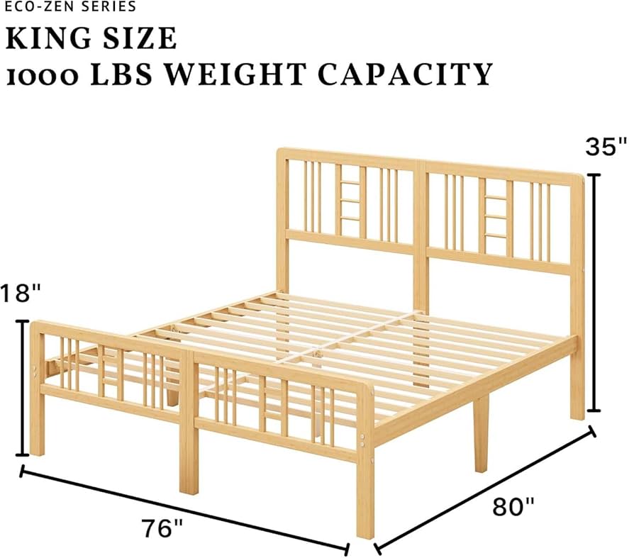 専用21 Amazon.com: ZIYOO 12 Inch King Size Natural Bamboo Platform