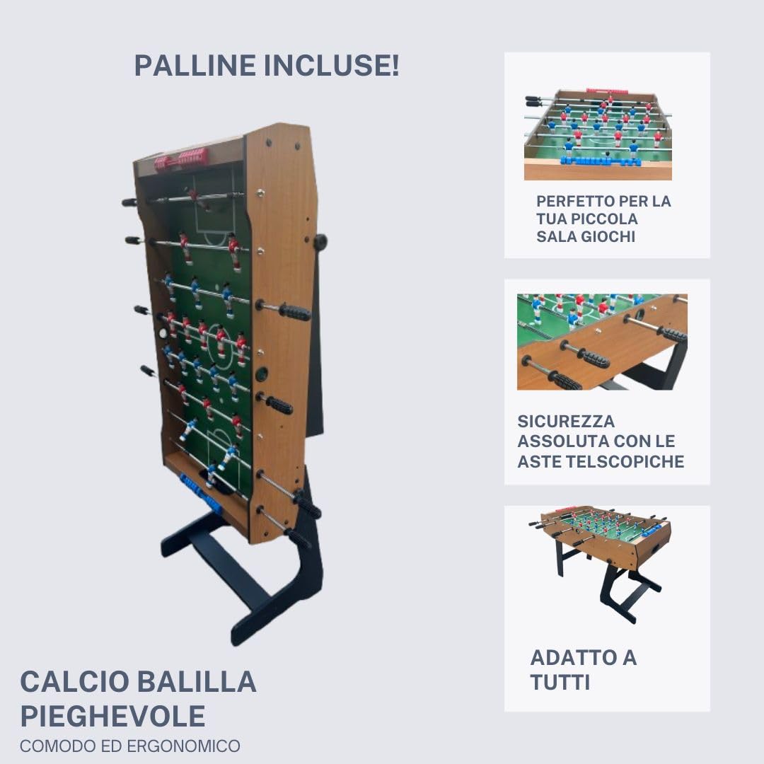 Calcio Balilla Pieghevole - Biliardino Salva Spazio MDF - Calcetto per Bambini 11vs11 da Interno
