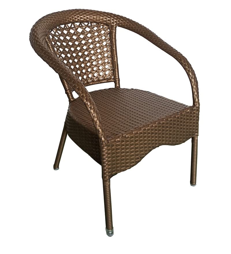 Image of Anaya Decor D-8 Chairs Table Set 4+1 Wicker Patio Furniture Sets 4 Chair and 1 Table for Garden Balcony Bedroom Powder Coated Frame Uv Protected Wicker (Brown)