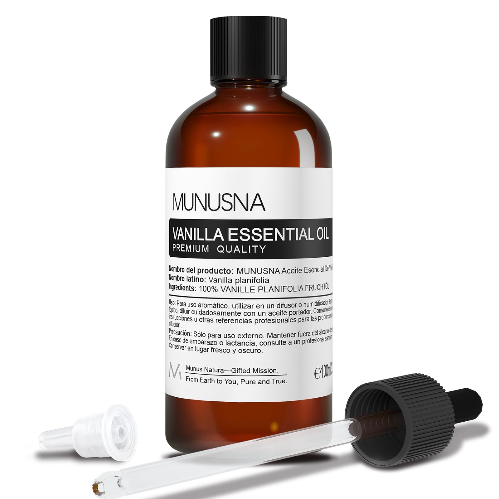 Aceite Esencial Vainilla 100ML, MUNUSNA Aceites Esenciales Naturales Puros para Humidificador Difusor, Aceite de Vainilla para Jabones de Bricolaje, Velas Aromas, Vanilla Oil - 1