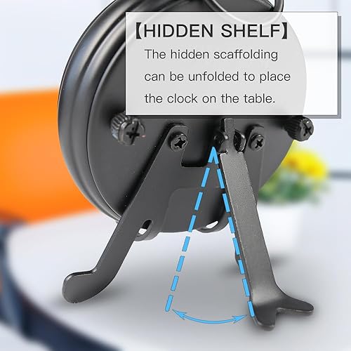 Miniatura 5 de BESTIME AM-07 Reloj de escritorio de metal negro. Pequeño y exquisito, esfera blanca fácil de leer, números negros, interior, elegante, estilo