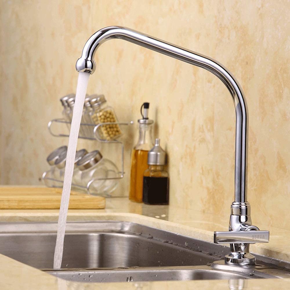 OIFAODAO Water tap, Single Lever Kitchen Sink Tap 360 Degree Rotation Spout Tube Cold Water Faucet