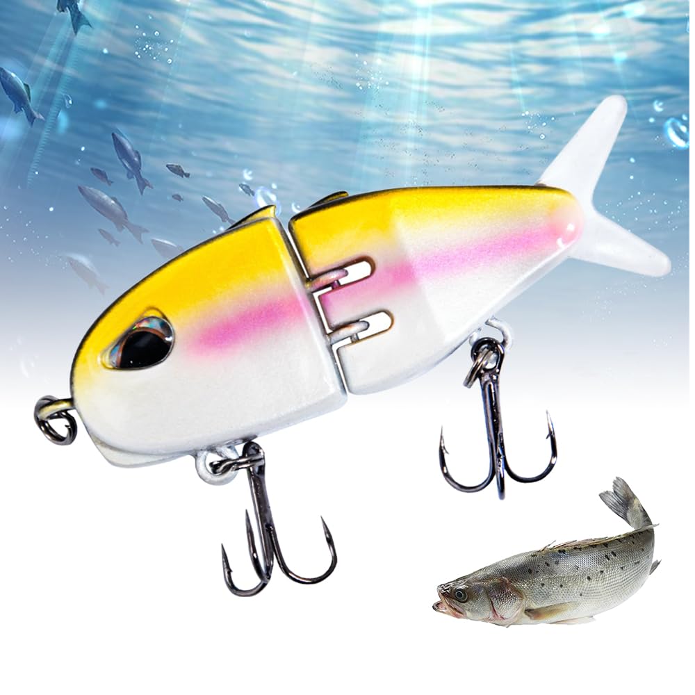 Mini Glide Bait for Bass Fishing, Slow Sinking Wide S Motion Smooth Glide Baits for Freshwater and Saltwater, Amazing Fishing Gear Gifts for Family