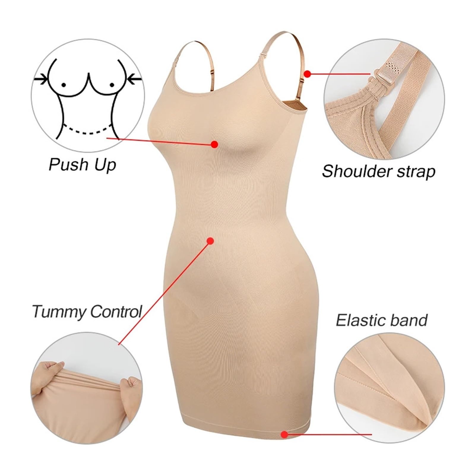 Vestido Moldeador Faja Moldeadora sin Costuras for Mujer, Moldeadora de glúteos, Control de Abdomen, Invisible, for Debajo de Vestidos.(Pink,M)