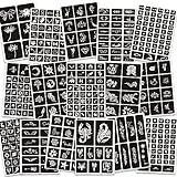 16 Sheets Henna Tattoo Stencils Reusable for Women Girls and Kids, 350+ PCS Tattoo Templates, Airbrush Tattoo Stencil