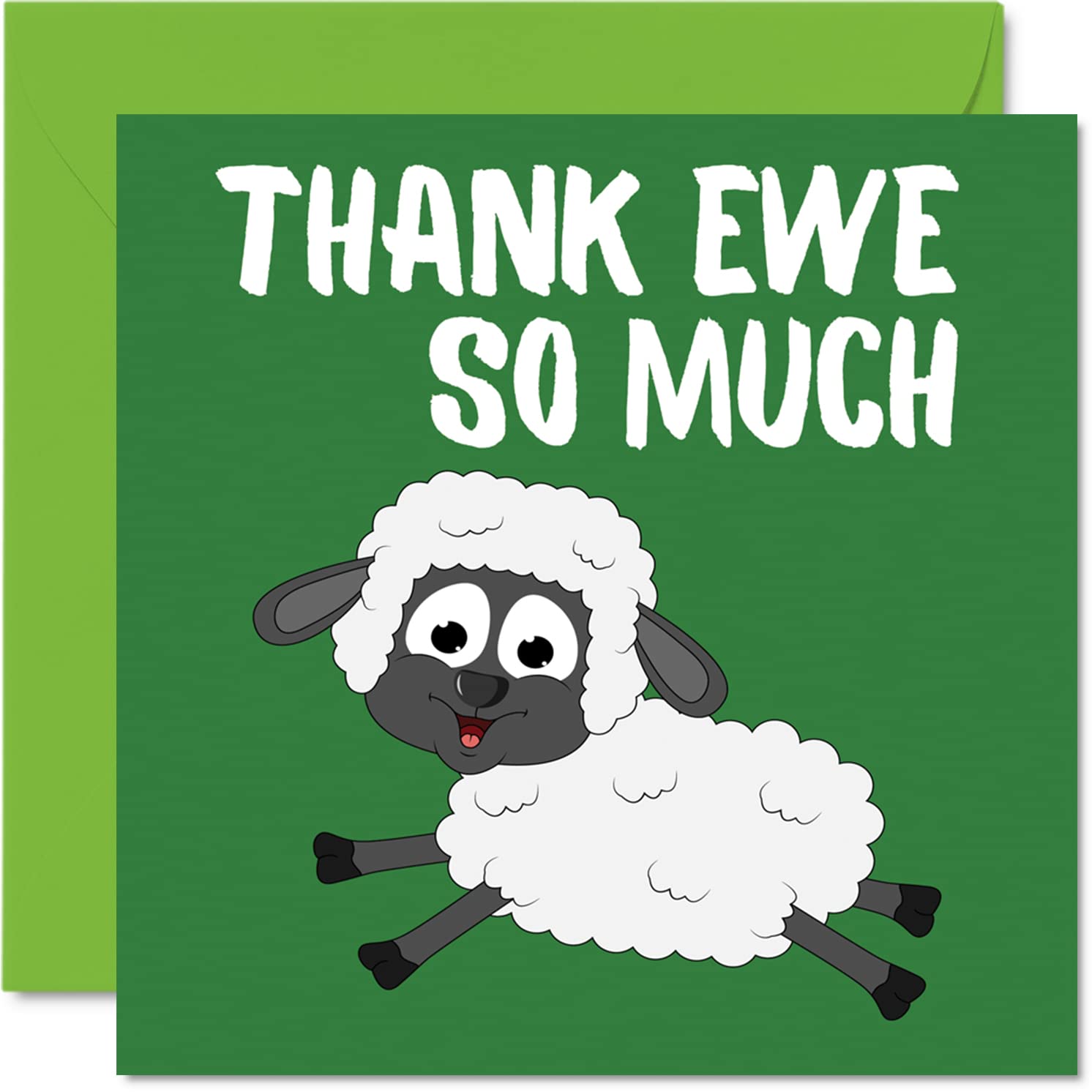 Thank You Cards - Thank Ewe - Funny Thankyou Cards for Teacher Her or Him, Humorous Teacher Appreciation Card, 145mm Joke Banter You Greeting for Teachers Gifts