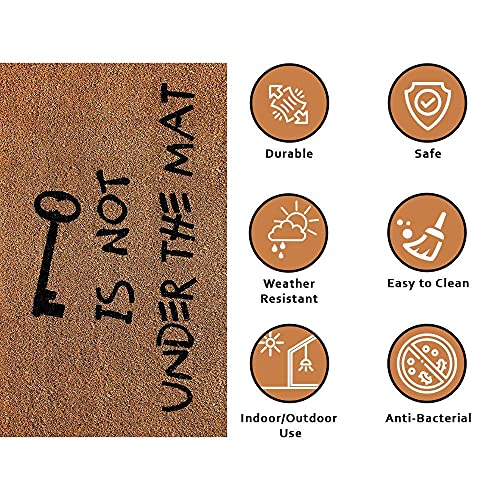 Image of Onlymat Funny Quote Printed Anti-Slip Doormat (Black, Brown) Shaped Entryway Rug Natural Coir with PVC Backing for Outdoor, Entrance, Home Mats Floor Door, Hall, Drawing, Living Room (75 x 45cm)