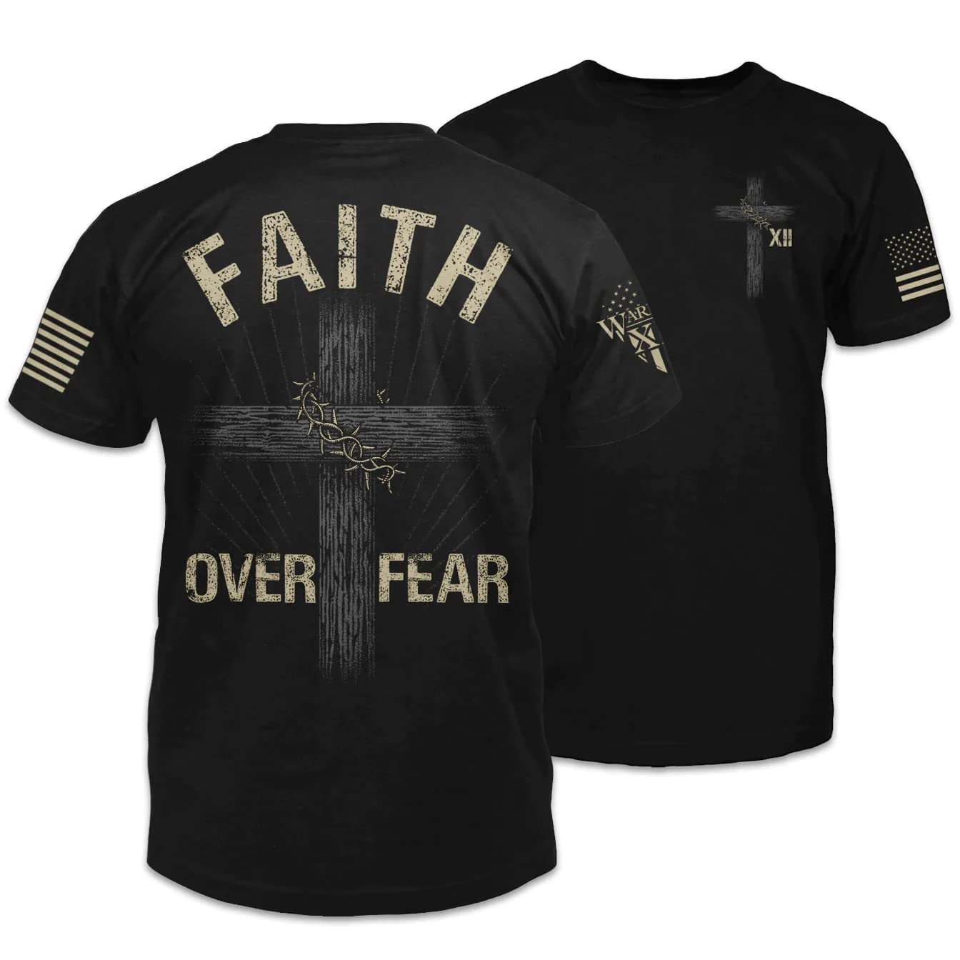 Warrior 12 Faith Over Fear T-Shirt, Christian Shirts for Men, God Shirts for Men, Military, Patriotic, Apparel