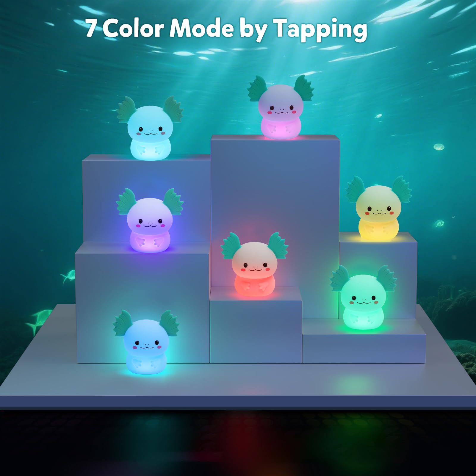 Axolotl - Luz nocturna LED regulable para el cuidado de los ojos, lámpara de noche de silicona recargable, lámpara de noche para niños, regalos para niños y niñas, decoración de sala de estar y