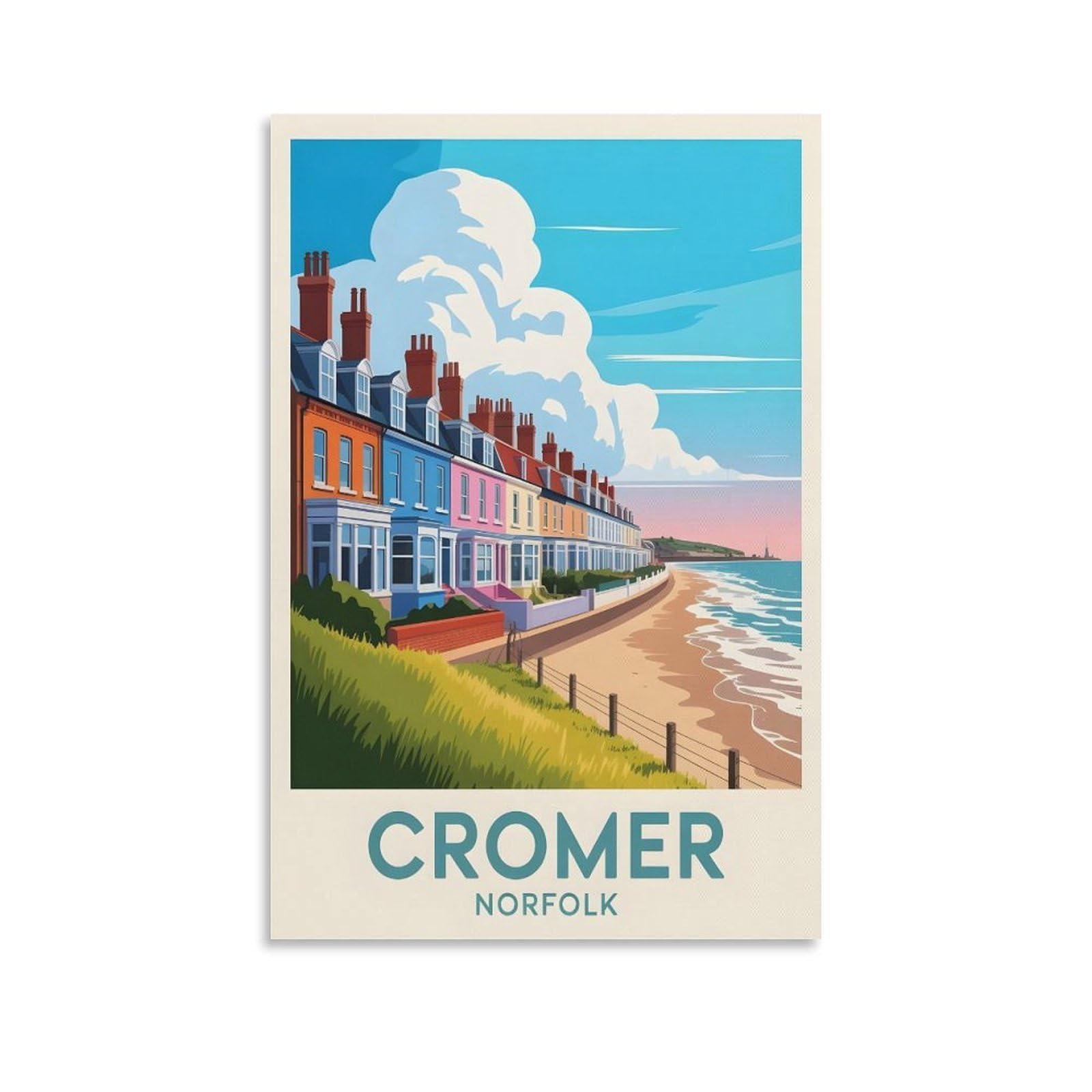 EZMLFA 5D Diamond Art Kits for Beginner,Cromer Norfolk,DIY Round Full Drill Crystal Art Craft Painting for Home Wall Decor 50x60cm