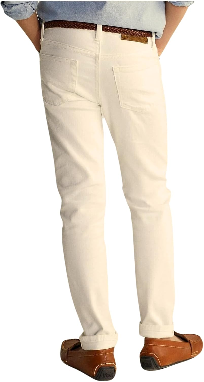 Free Folks Boys White Denim Pants, Mid Rise Skinny Jeans for Kids, Ages 3-9, 98% Cotton, Regular Fit, Long Length