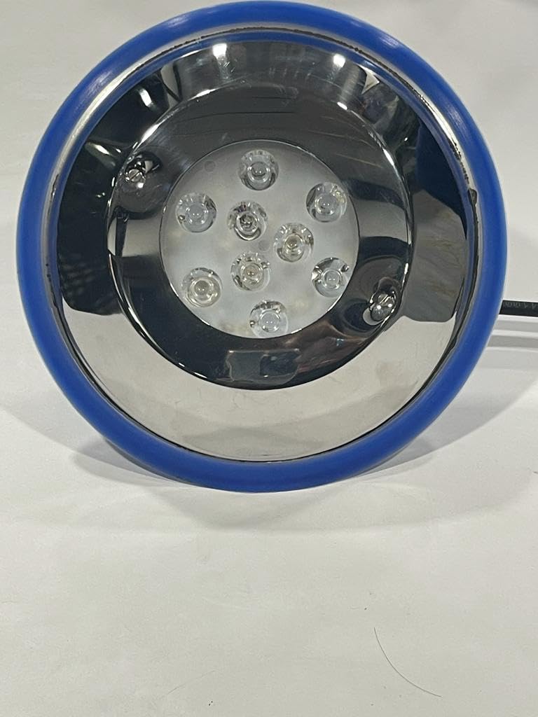 Huma Fountains and Pools 9 LED 27 WATT 8" Dia (Thickness - 35mm) Stainless Steel LED Underwater Waterproof Wall Mounted Night Swimming Pool Lights (HF020) (RGB)