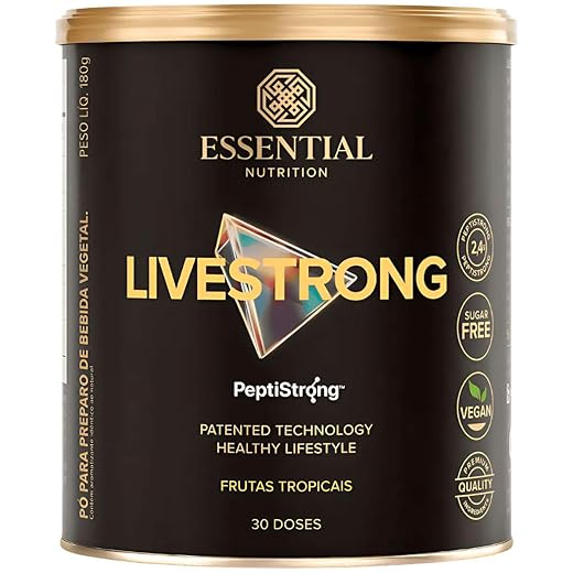 LiveStrong – Essential Nutrition | Proteína Vegana Hidrolisada da Fava (PeptiStrong™) | Sem Açúcar, Sem Glúten, Sem Lactose | Sabores Variados + Coqueteleira (Chocolate)