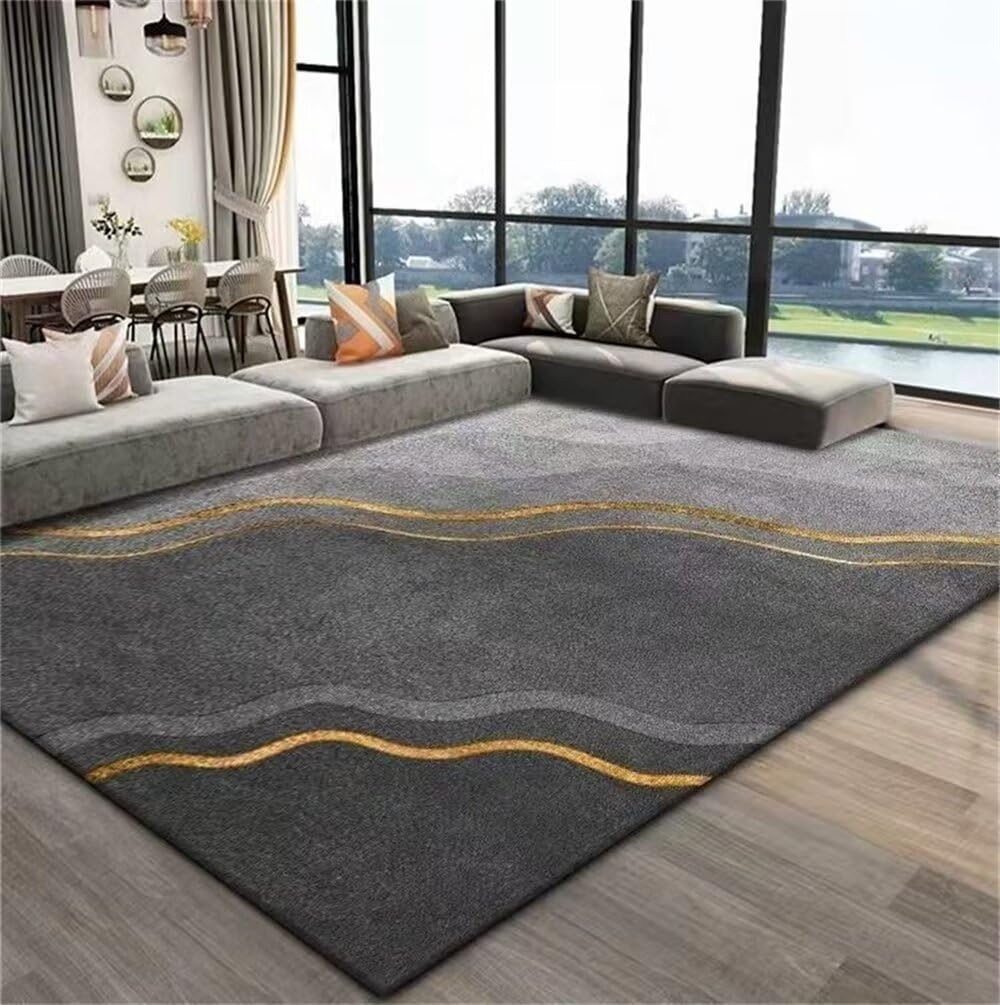 Tapis de passage gris foncé moderne 140x200 cm lavable pour couloir et salon design