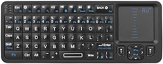Rii K06 Mini Bluetooth Keyboard,Backlit Wireless Keyboard with IR Learning, Portable Lightweight with Touchpad Compatible with Android TV Box， Mac, Laptop, Windows (Bluetooth Version Only)