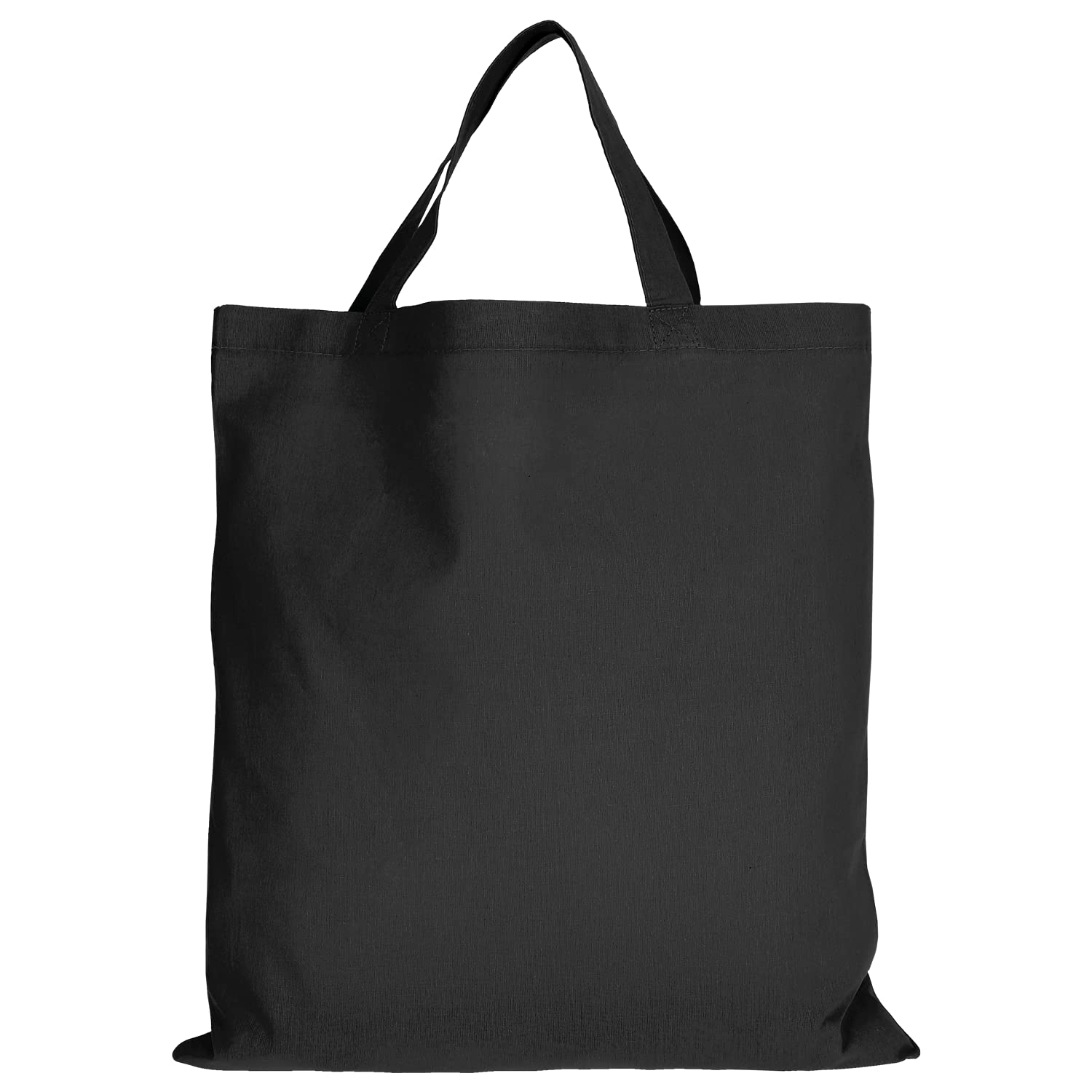 TEXXILLA 5 unidades | 15 unidades | 50 bolsas de algodón – 28 colores | con dos asas cortas | 38 x 42 cm | bolsa de yute | bolsa de la compra | en blanco | color: negro, cantidad: 15 unidades