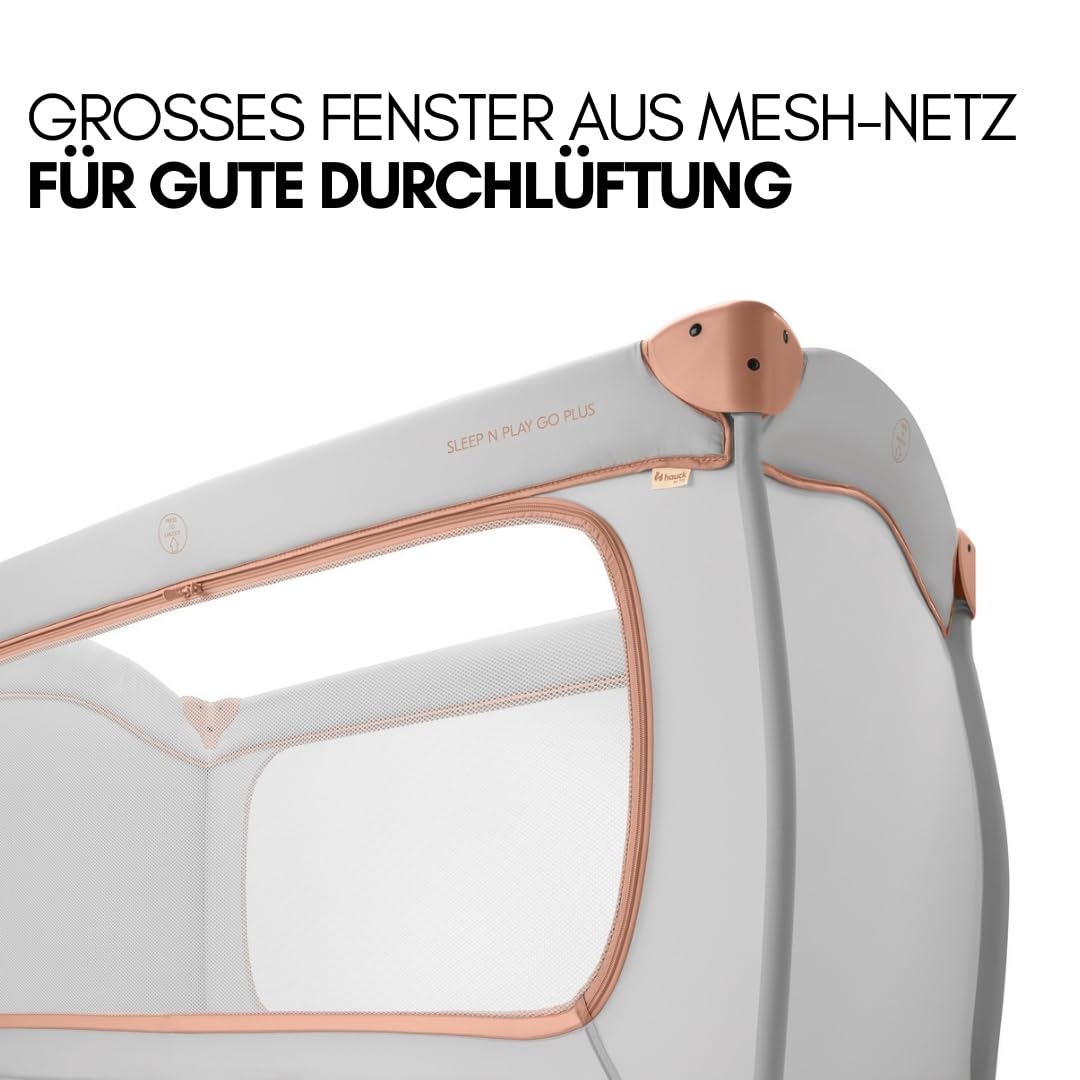 hauck Kinderreisebett Sleep N Play Go Plus XXL-Set – inkl. Matratze, Spannbettlaken, Insektenschutz & wasserdichter Betteinlage – faltbares Babyreisebett – Dusty Cork