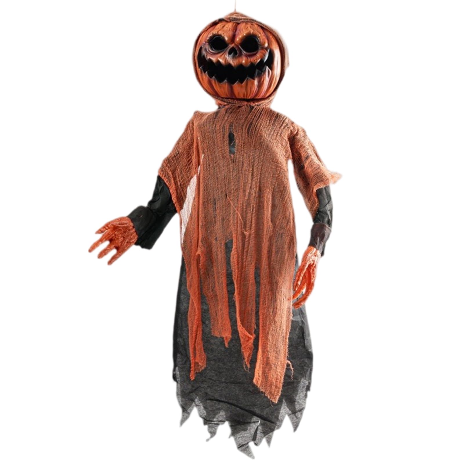 Halloween Animatronics 47 Inch Sound and Touch Activated Scary Pumpkin Scarecrow with Lights Creepy Noises for Outdoor Yard Indoor Party and Haunted House