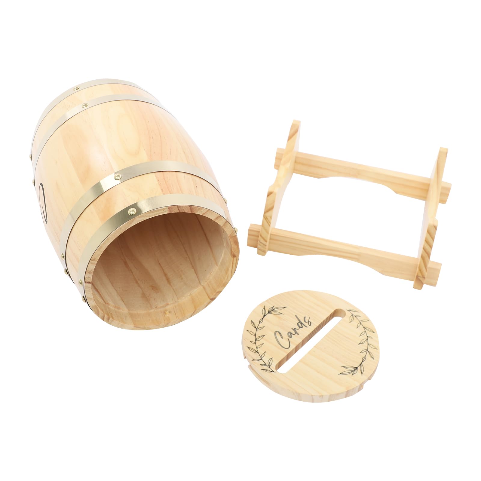 Kartenbox Hochzeit Holzfass, Kiefernholz für 150-250 Karten mit Sockel | Für Grußkarten, Umschläge und Gästebotschaften
