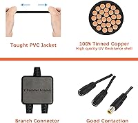 Vista 9 de Cable adaptador paralelo, 0.315 in, cable combinador solar, rama Y, 10.7in, 10A, 45V, 300W, protección de corriente inversa, compatible con Jackery