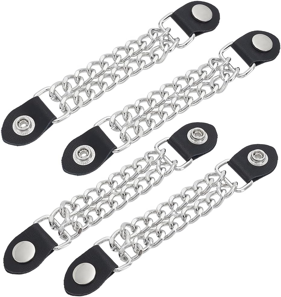FINGERINSPIRE 4 PCS Double Black Chain Bikers Vest Extender
