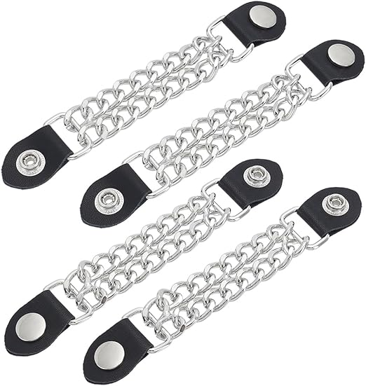 FINGERINSPIRE 4 PCS Double Black Chain Bikers Vest Extender