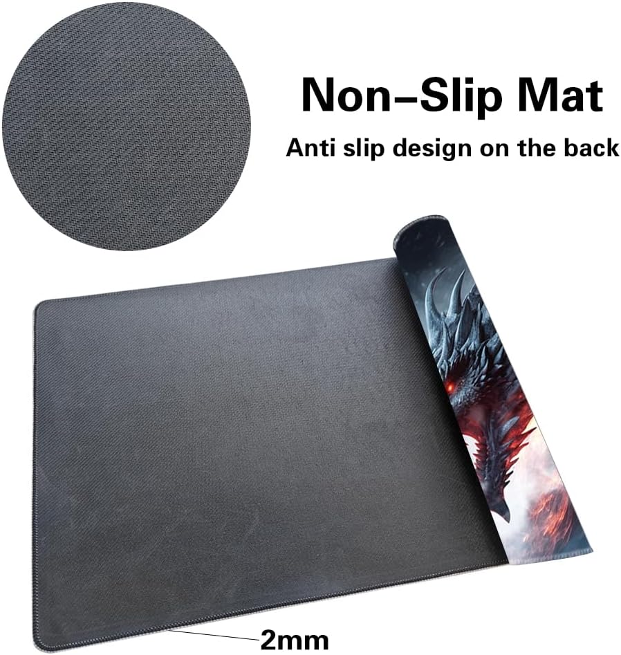 Board Game 14x24in MTG Playmat Compatible for OCG CCG RPG TCG Playmats (Dragon Fight)